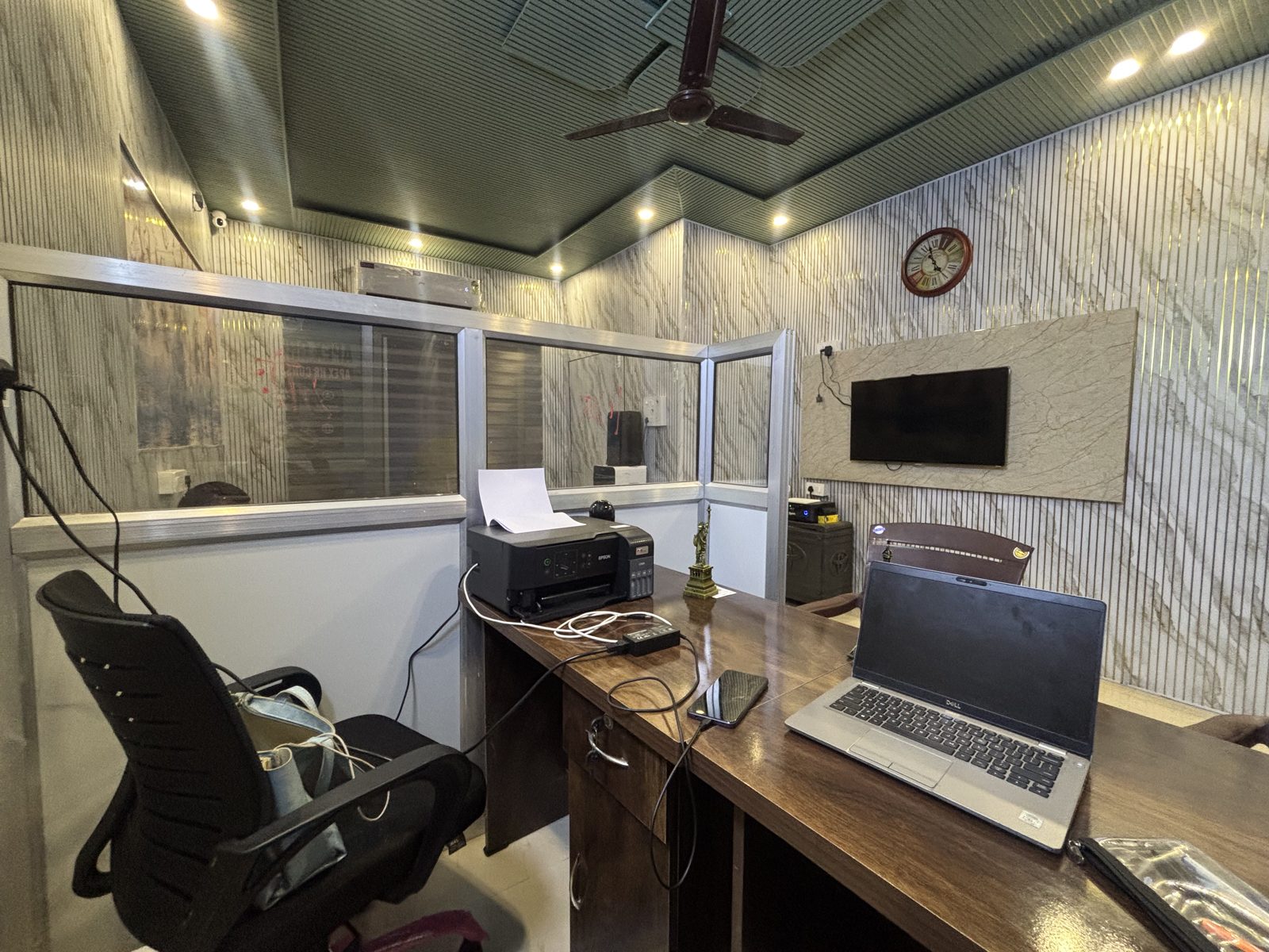 Interview cabin and work bay inside the Apex HR Consultancy Dehradun office